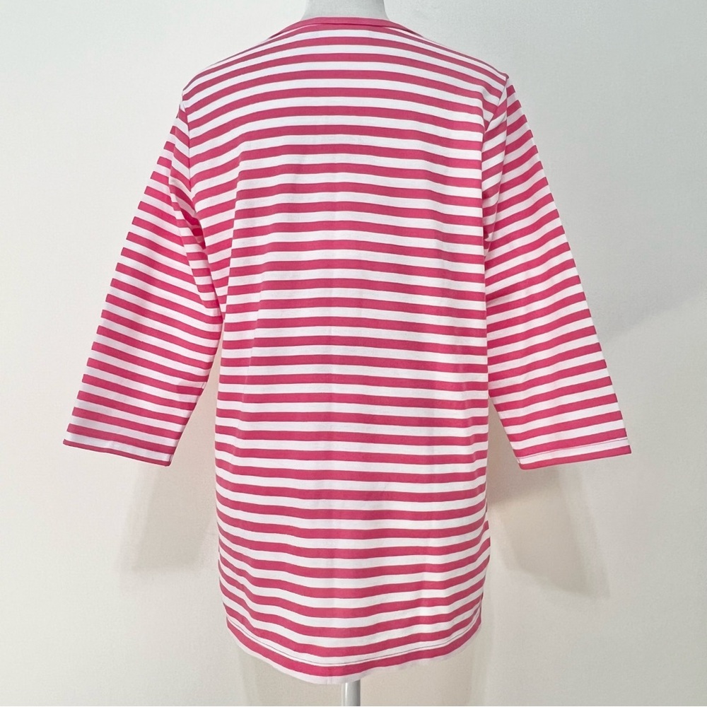 NWOT Quacker Factory Pink Stripe Top Cruise Beachy Resortwear - Picture 5 of 7